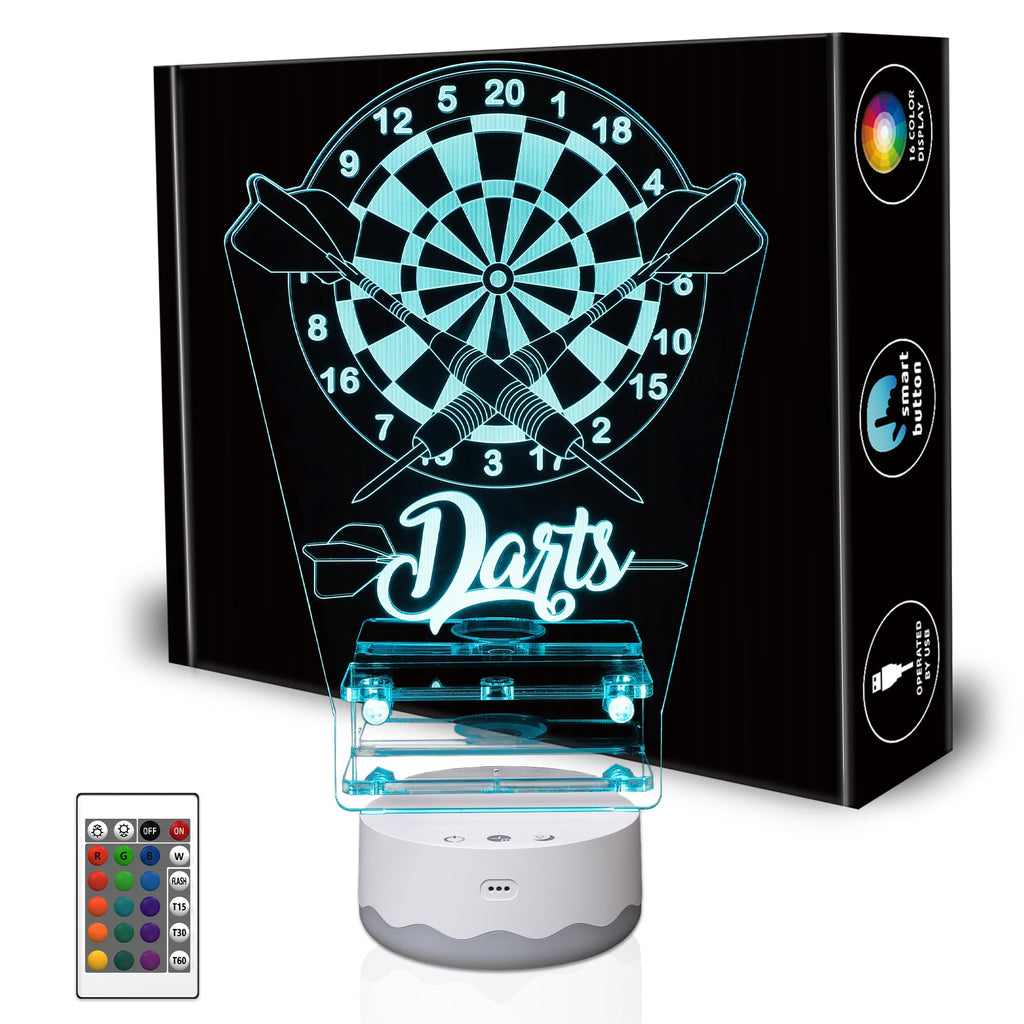 Coolgift Mart Light Up Dart Holder, 16 Colors Changing Lights Acrylic Dart Holder Stand With Remote Control, Birthday Christmas