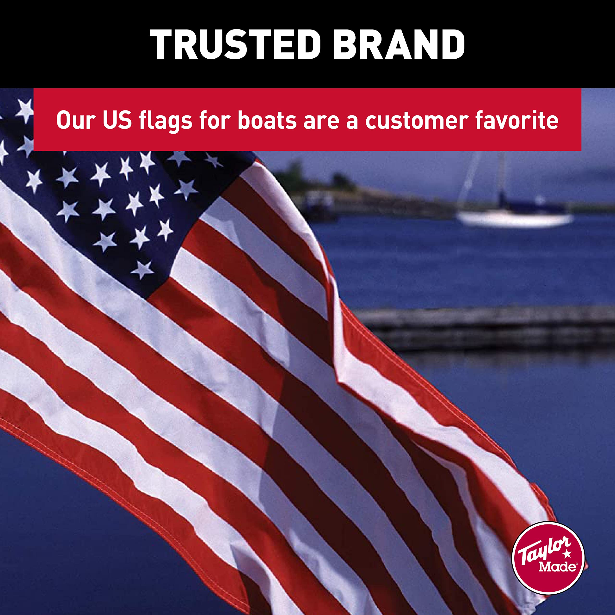 Taylor Made Sewn American Flag for Boats, 24 x 36, Marine-Grade Nylon, Fade Resistant, Brass Grommets, Embroidered Stars and Str