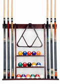 Iszy Billiards Pool Cue Rack - Billiard Pool Stick And Ball Holder Only - 100% Wood Wall Mount Holds 6 Cues And 16 Balls - Pool 