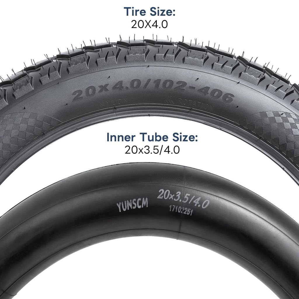 2 Pack 20'' E-Bike Fat Tires Heavy Duty 20 X 4.0 (102-406) Plus 20'' Bike Tubes 20 X 3.5/4.0 Av32Mm And 2 Nylon Rim Strips Compa