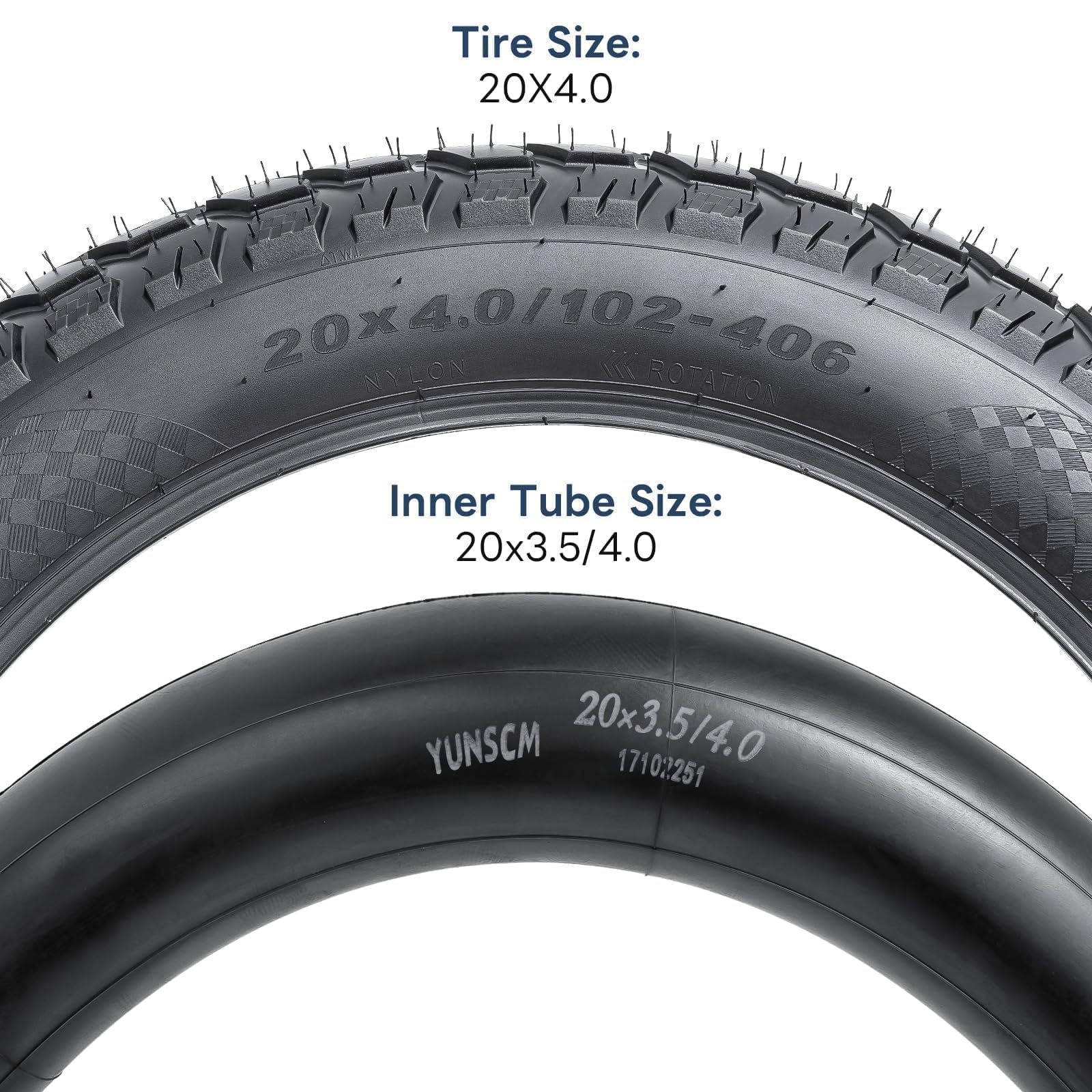 2 Pack 20'' E-Bike Fat Tires Heavy Duty 20 X 4.0 (102-406) Plus 20'' Bike Tubes 20 X 3.5/4.0 Av32Mm And 2 Nylon Rim Strips Compa