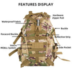 Aigear Tactical Backpack For Men, 25L Military Backpack, 3-Day Bug Out Bag For Camping Hiking Hunting With Molle System Army Day