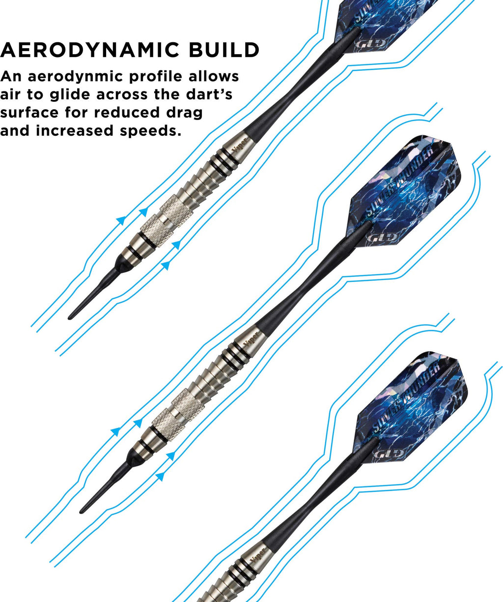 Viper Silver Thunder Soft Tip Darts, 2 Knurled Bands, 18 Grams