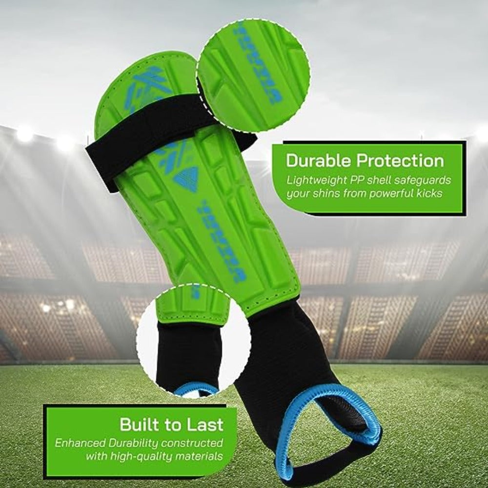 Vizari Malaga Soccer Shin Guards for Youth & Adults -Lightweight Ankle Protection – Green