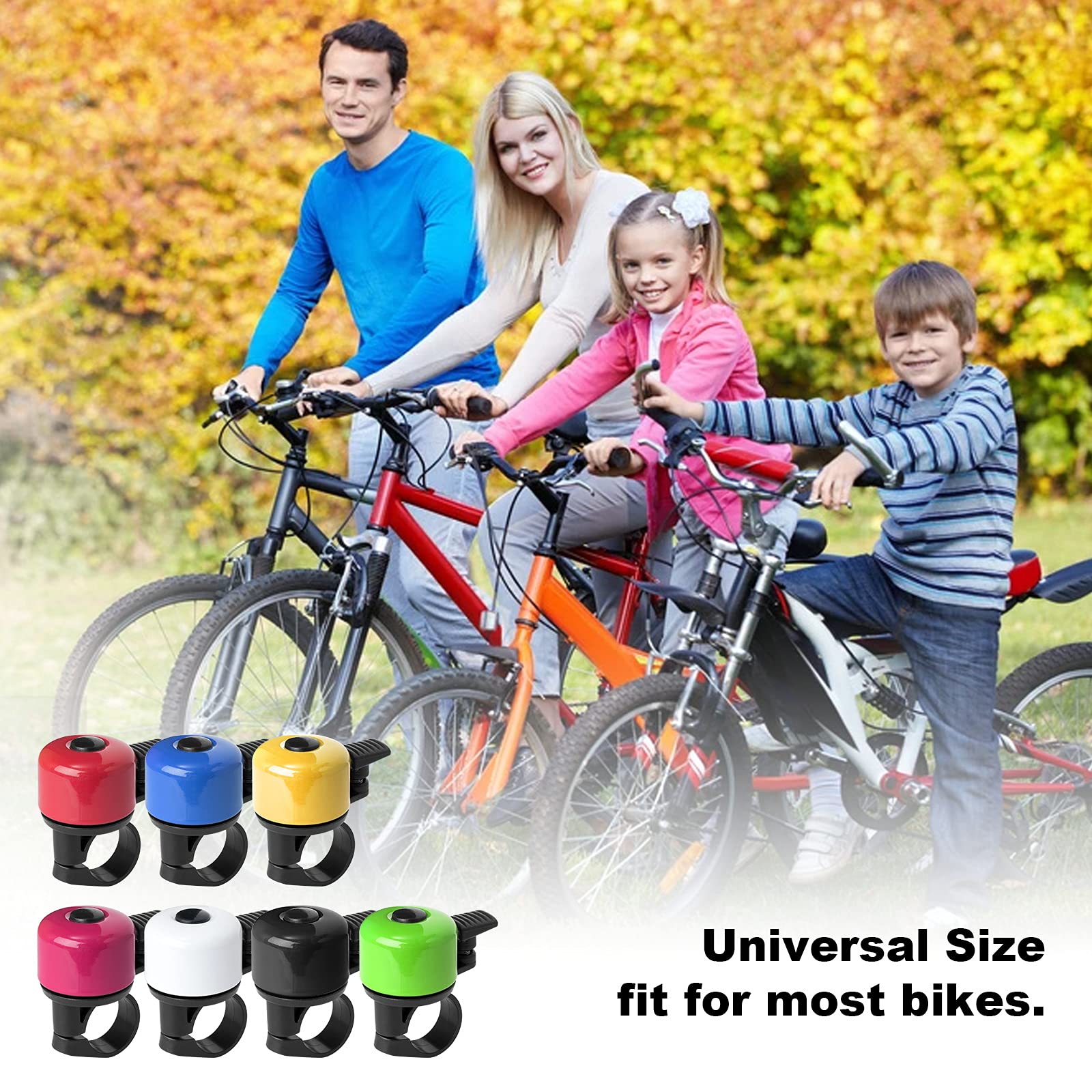 Binudum Bike Bell 2 Pack With Loud Melodious Sound Classic Mini Bicycle Bell For Kids Adults Bike Horn For Road, Mountain Bike F