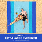 Famstar Beach Blanket Oversized Extra Large 10'X 9',Waterproof Sandproof Beach Blanket 2-8 Adults Lightweight Durable For Travel