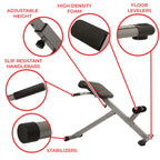 Sunny Health & Fitness 45-Degree Hyperextension Roman Chair With Adjustable Height And Back, Glute, Hamstring, And Ab Workouts F