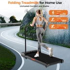 Walking Pad Treadmill, 3.0Hp Walking Pad With Handle Bar, Foldable Treadmills For Home Office, Running Machine With Led Display