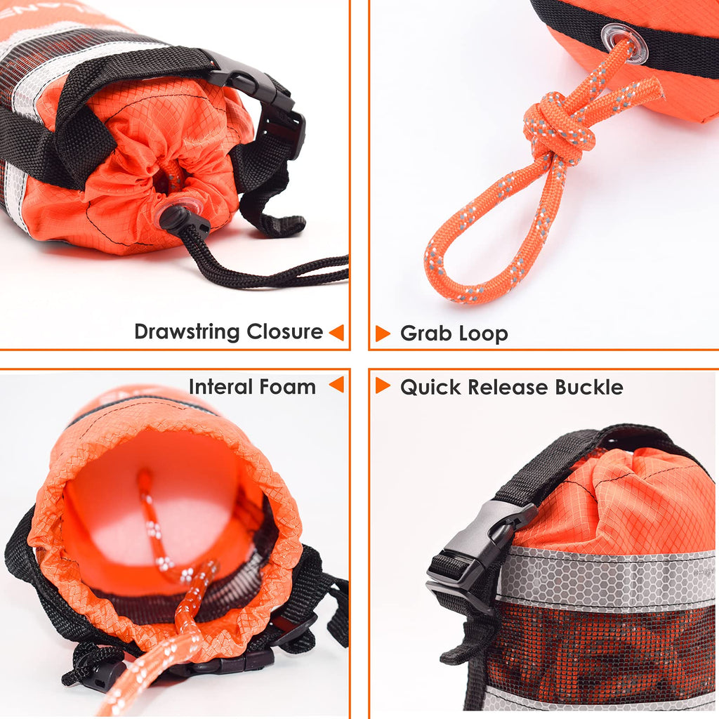 Acelane Throw Bag For Water Rescue With 70Ft Reflective Throw Rope, Floating Rescue Ropes For Whitewater Boating, Kayaking, Ice