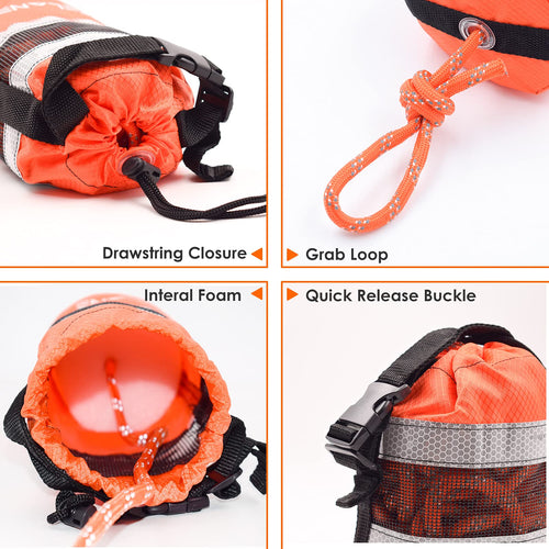 Acelane Throw Bag For Water Rescue With 70Ft Reflective Throw Rope, Floating Rescue Ropes For Whitewater Boating, Kayaking, Ice