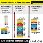 Cando Jumbo Wate Bar 5Lb Yellow, Total Body Workout Weighted Exercise Bar For Strength Training, Toning, And Physical Therapy