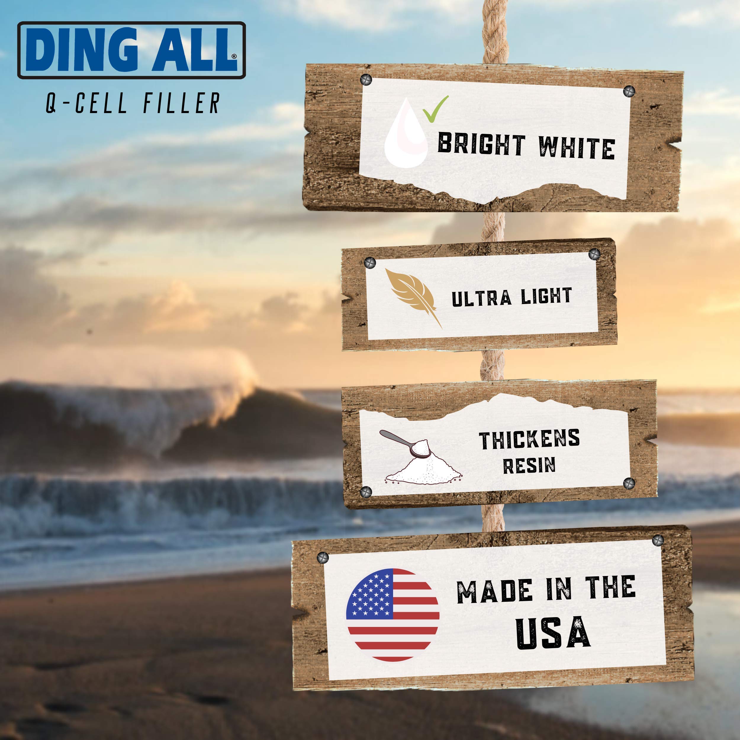 Ding All Q-Cell Filler- 12 Oz. Bag (1.3 Cups By Volume) For Surfboard Ding Repairs, Boat And Fiberglass Repairs