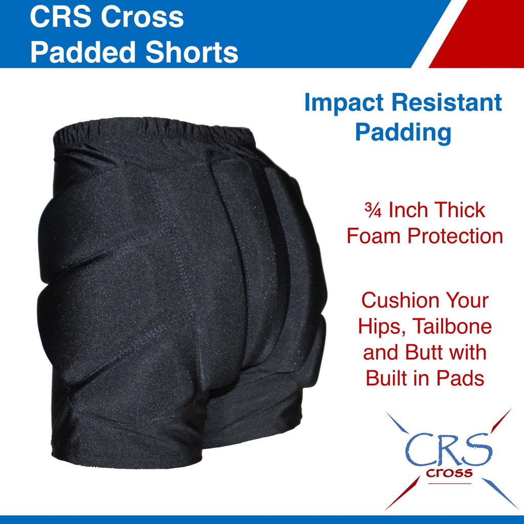 Crs Cross Padded Figure Skating Shorts - Crash Pads Shorts For Butt, Hips, And Tailbone (Youth Medium Black)