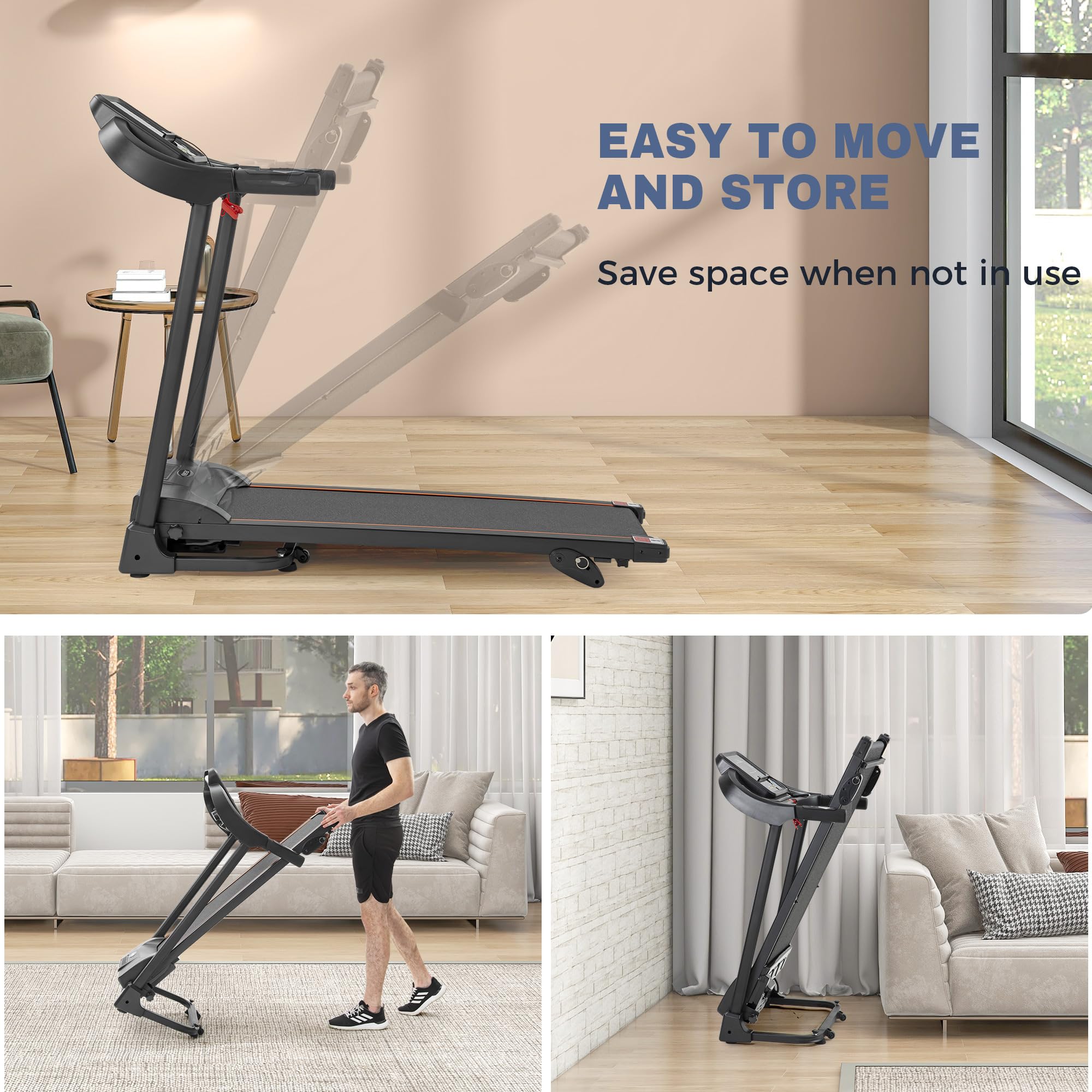 Merax Folding Electric Treadmill With Incline 2.5Hp Energy Saving 12 Preset Programs Running Walking Jogging Machine For Home Of