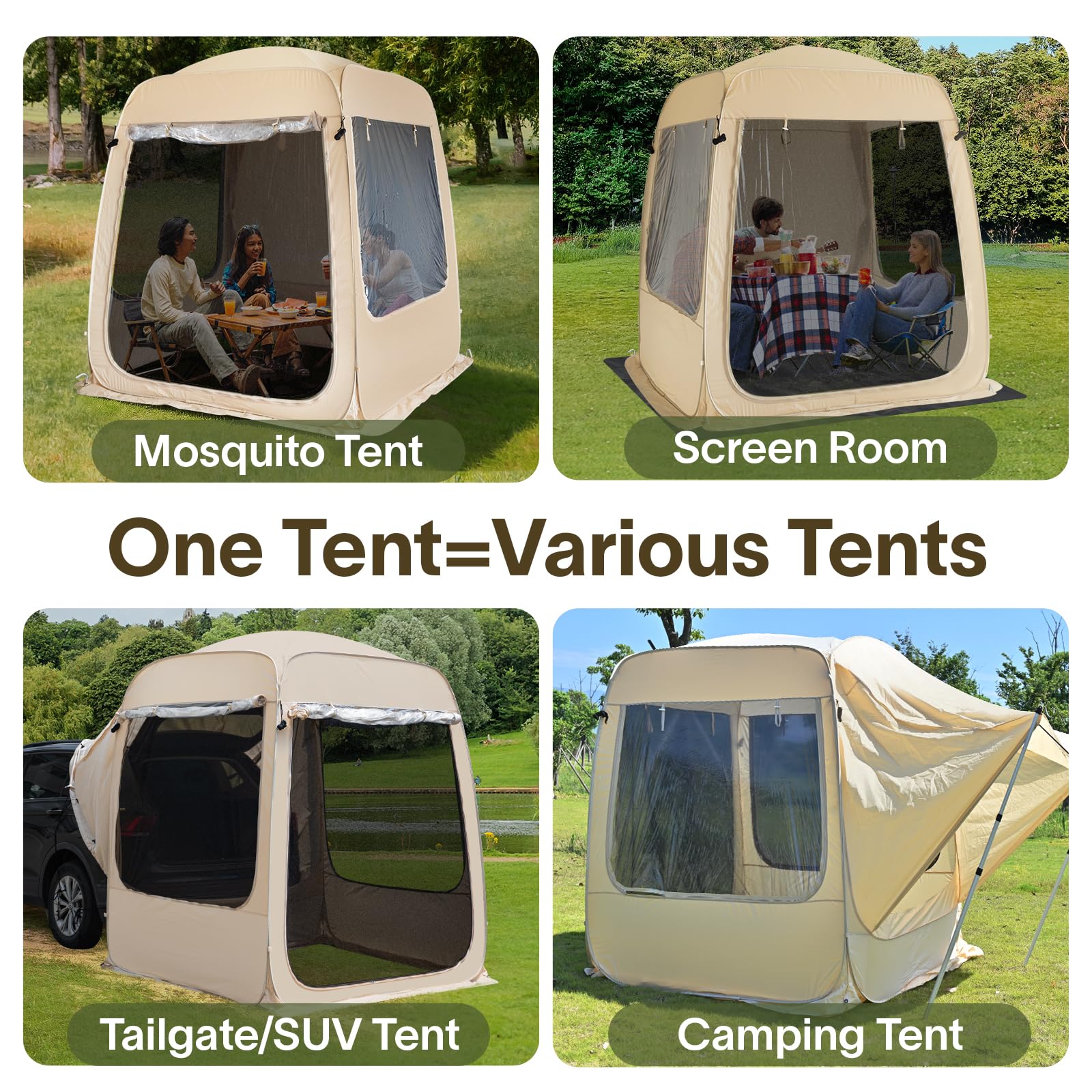Alvantor Pop Up Screen House, 4 In 1 Outdoor Camping Tent,7'X7' Screen Room With Mosquito Netting &Waterproof Pvc, Suv Tent With