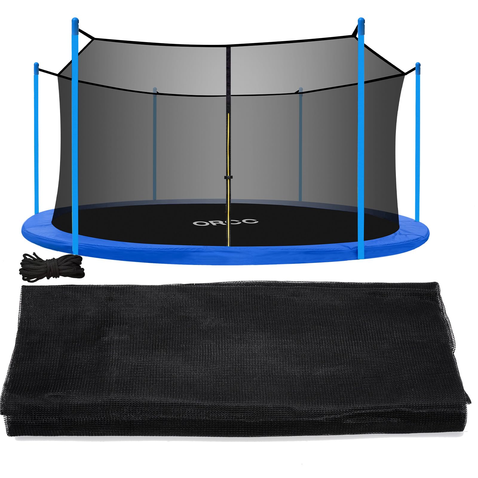 ORCC Trampoline Safety Net - Trampoline Netting Replacement for 6-8 Straight Poles - 10FT 12FT 14FT 15FT 16FT Round Frame Trampo