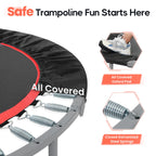 Bcan 40/48'' Foldable Mini Trampoline Max Load 330Lbs/440Lbs, Fitness Rebounder With Adjustable Foam Handle, Exercise Trampoline