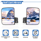 9.99World Mall Golf Cart Side Mirrors, No Drilling 180 Degree Rotation & Foldable-Hd Shatterproof Glass Mirrors For Golf Cart Cl