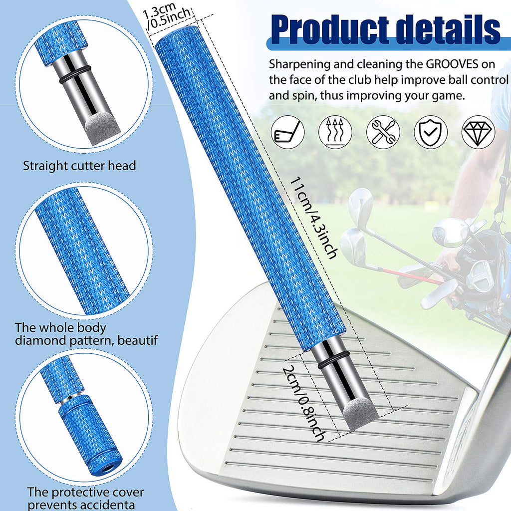 3 Pieces Golf Club Groove Sharpener Retractable Golf Brush And 6-Head Groove Sharpener Re-Grooving Tool And Cleaner For All Golf