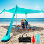 Beach Tent Sun Shelter Upf50+, 10X10 Ft Family Beach Shade Canopy With 4 Aluminum Poles, Beach Blanket, Carrying Bag And Sand Sh