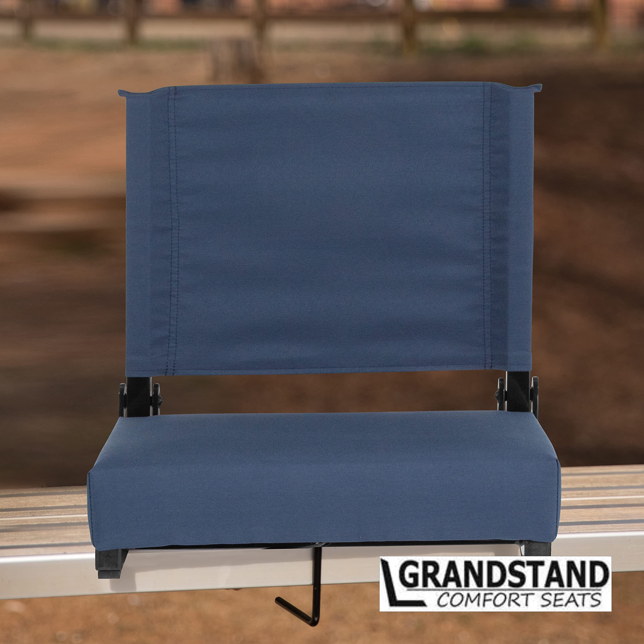 Flash Furniture Grandstand Comfort Seats By Flash - Navy Blue Stadium Chair - 2 Pack 500 Lb Rated Folding Chair - Carry Handle -