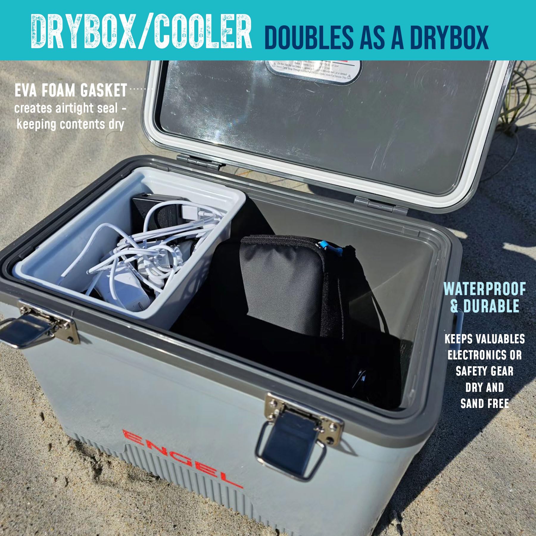 Engel Uc30 30Qt Leak-Proof, Air Tight, Drybox Cooler And Hard Shell Lunchbox For Men And Women In Orange High-Visibility