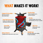 Inferno Pro Stove Outdoor/Indoor (Use Biomass, Fire Starter, Canned Heat) - Compact, Camping, Off-Grid, Emergency - By Instafire