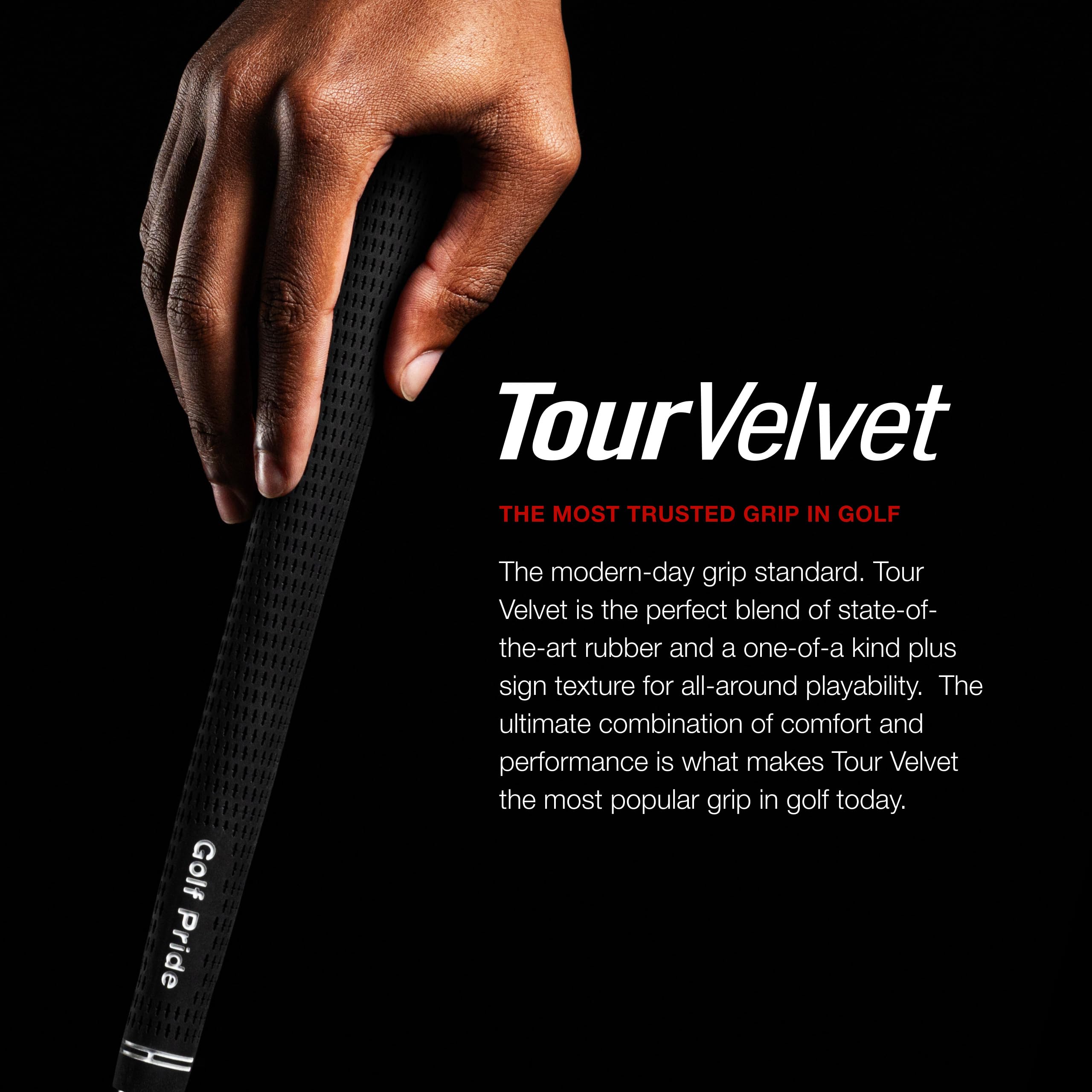 Golf Pride Tour Velvet Golf Club Grip - Best All-Around Grip - Slip-Resistant Durable Rubber with Uniform Plus-Sign Texture - Ju