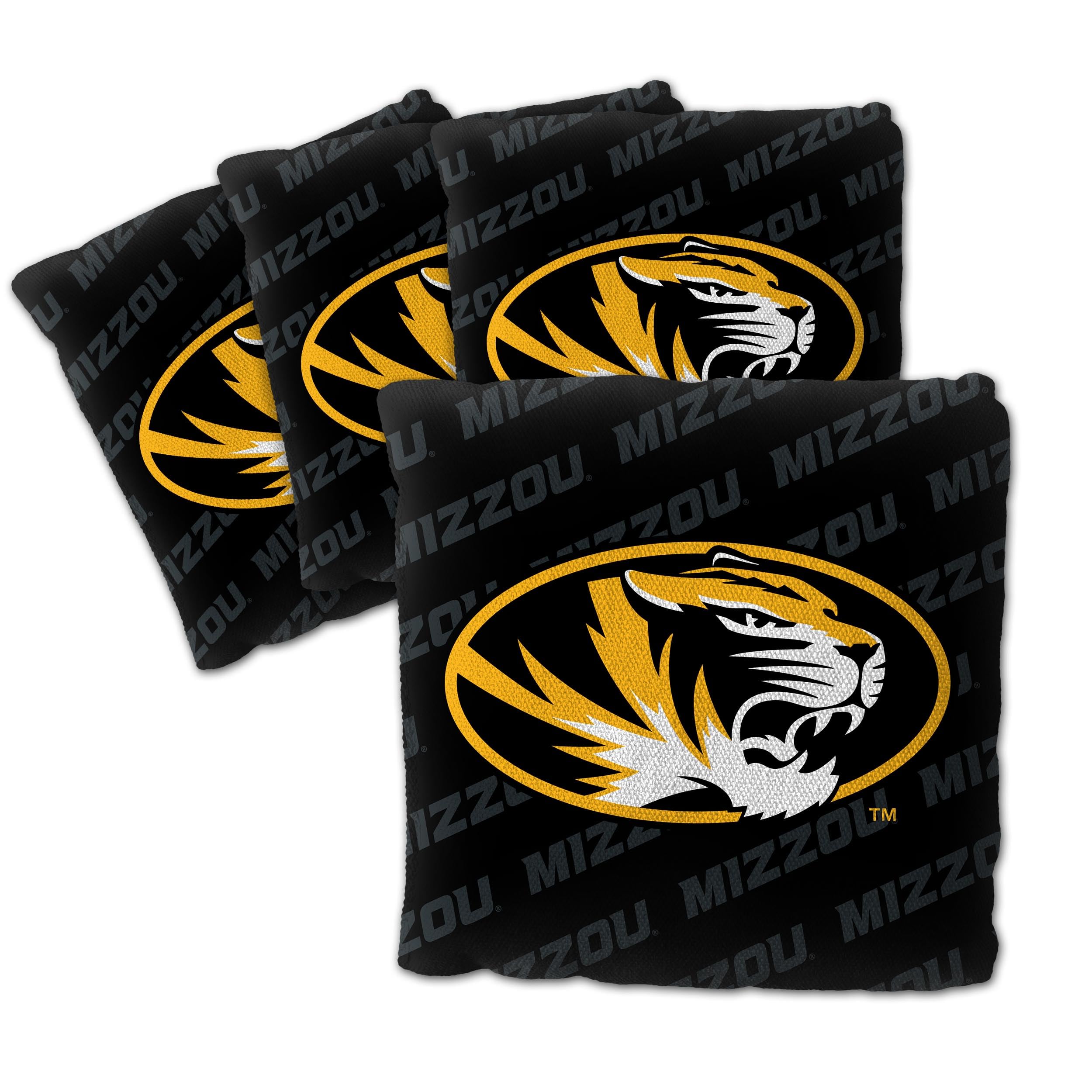YouTheFan Officially-Licensed NCAA Missouri Tigers Set of 4 Cornhole Bags - All Weather Regulation 6    x 6    Size - 16oz Weigh