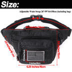 Tactical Fanny Pack, Military Waist Bag Hip Belt Bumbag Utility Bags For Outdoor Hiking Climbing Fishing With U.S Patch (Black)
