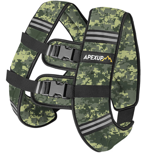 APEXUP 25lbs Weighted Vest Men Women, Weight Vest for Women Workout Equipment for Strength Training Running (Green Digi Camo)