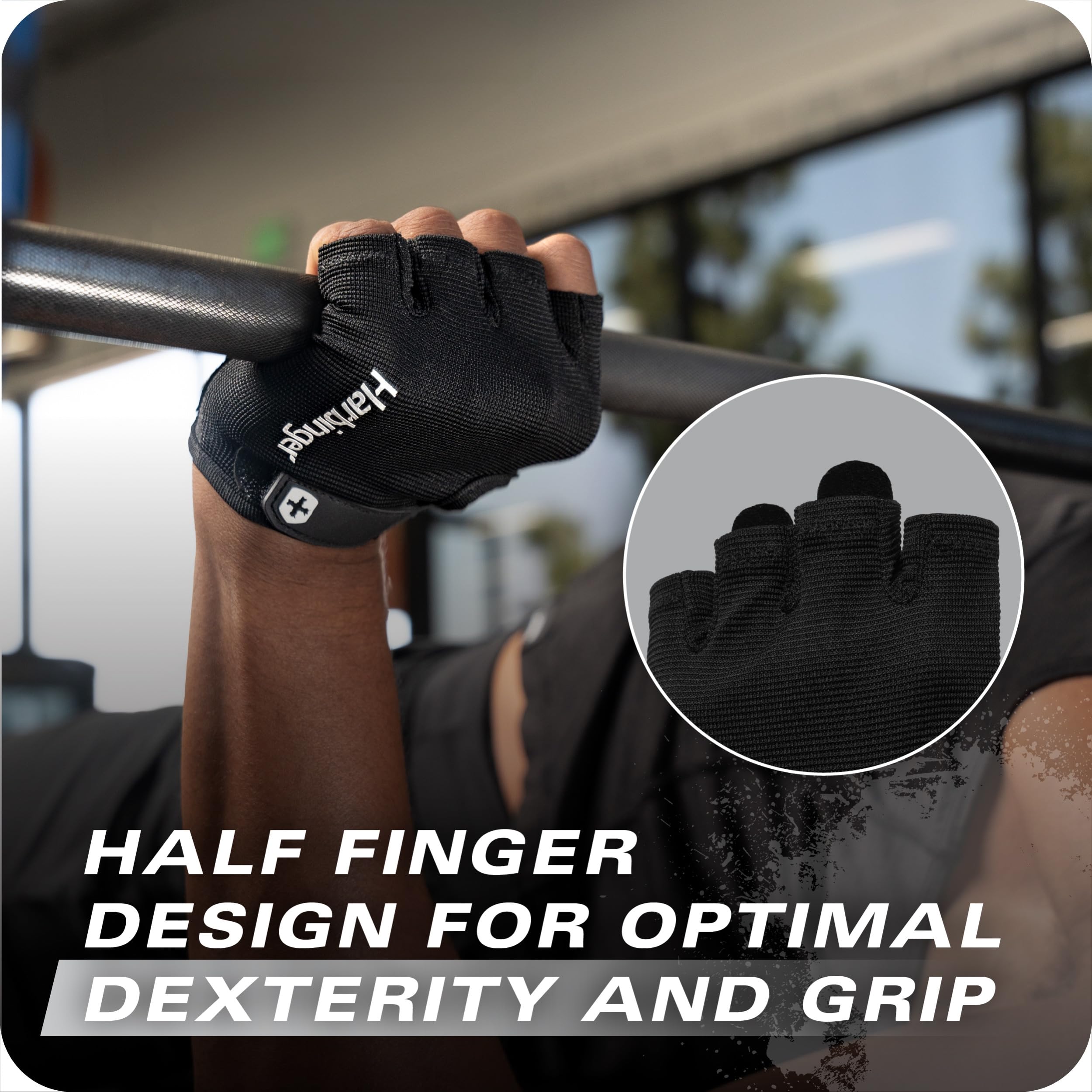 Power Gloves 3.0 - Durable Half Finger Weightlifting Gloves with Adjustable Wrist Closure, Breathable Leather Palm, Mens, Black