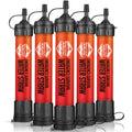 5 High Capacity Emergency Survival Water Straws - Personal Water Filter For Camping, Hiking, Travel, Biking, Survival, Emergency