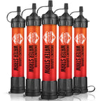 5 High Capacity Emergency Survival Water Straws - Personal Water Filter For Camping, Hiking, Travel, Biking, Survival, Emergency