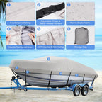 Mancro Bass Boat Cover 16-18.5Ft, Trailerable Waterproof Boat Covers, Fits V-Hull, Tri-Hull, Runabout Bowrider & Fishing Boats,