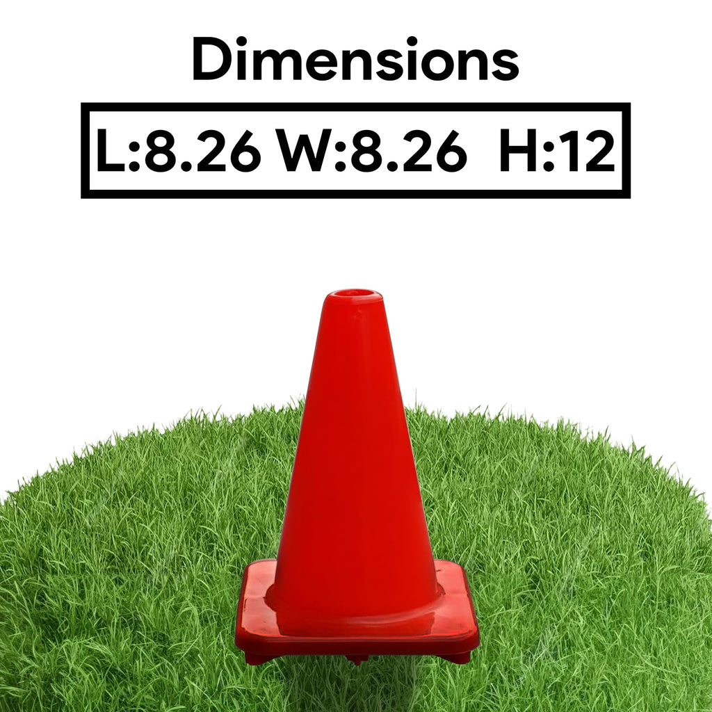 Versatyle Set Of 12 Flexible Heavy Duty Safety Cones 2In / 6In / 9In / 12In / 18In / 28In For Traffic Cones, Agility Soccer Trai
