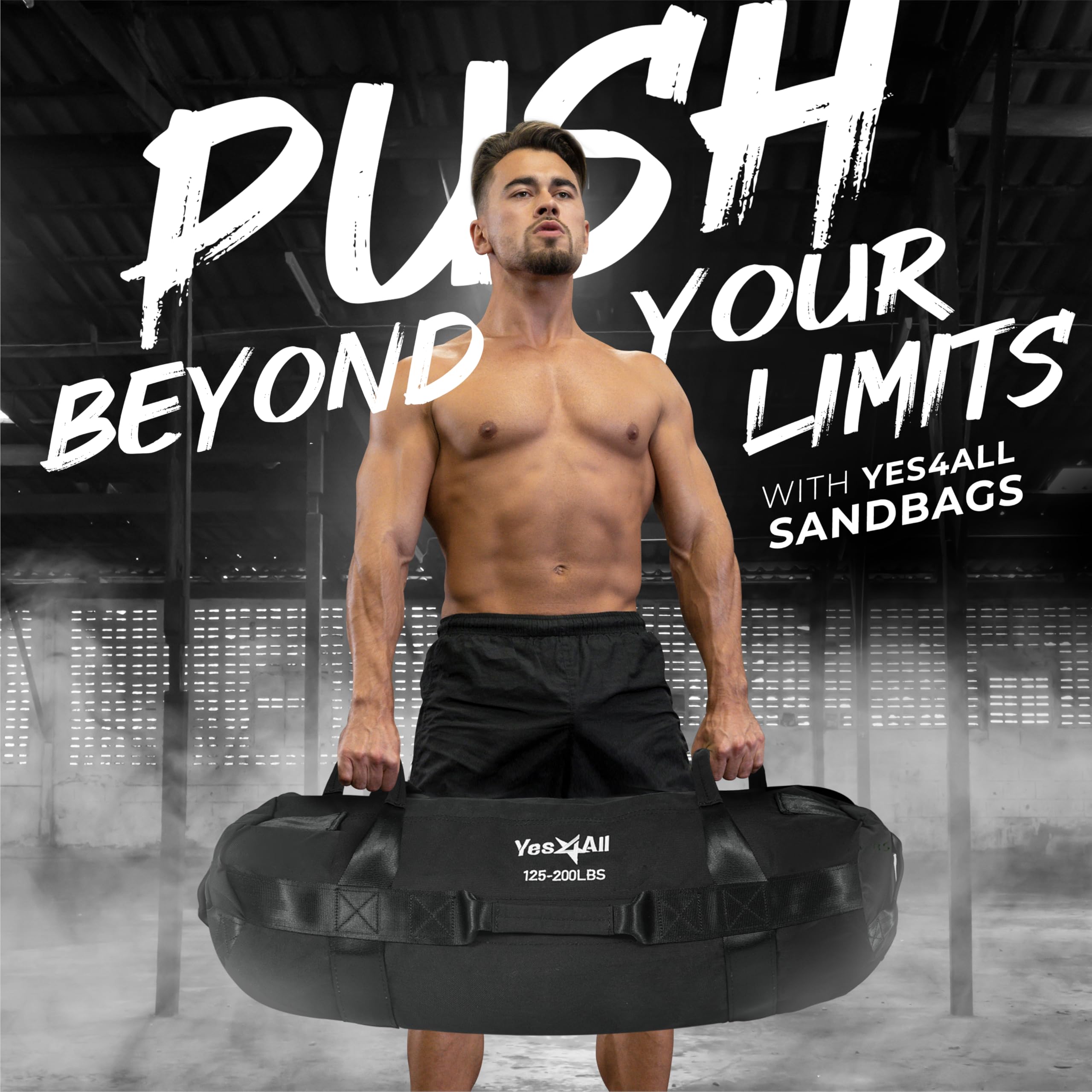Yes4All Workout Sandbags, Heavy Duty Sandbags For Fitness, Conditioning, Mma & Combat Sports - Black - M