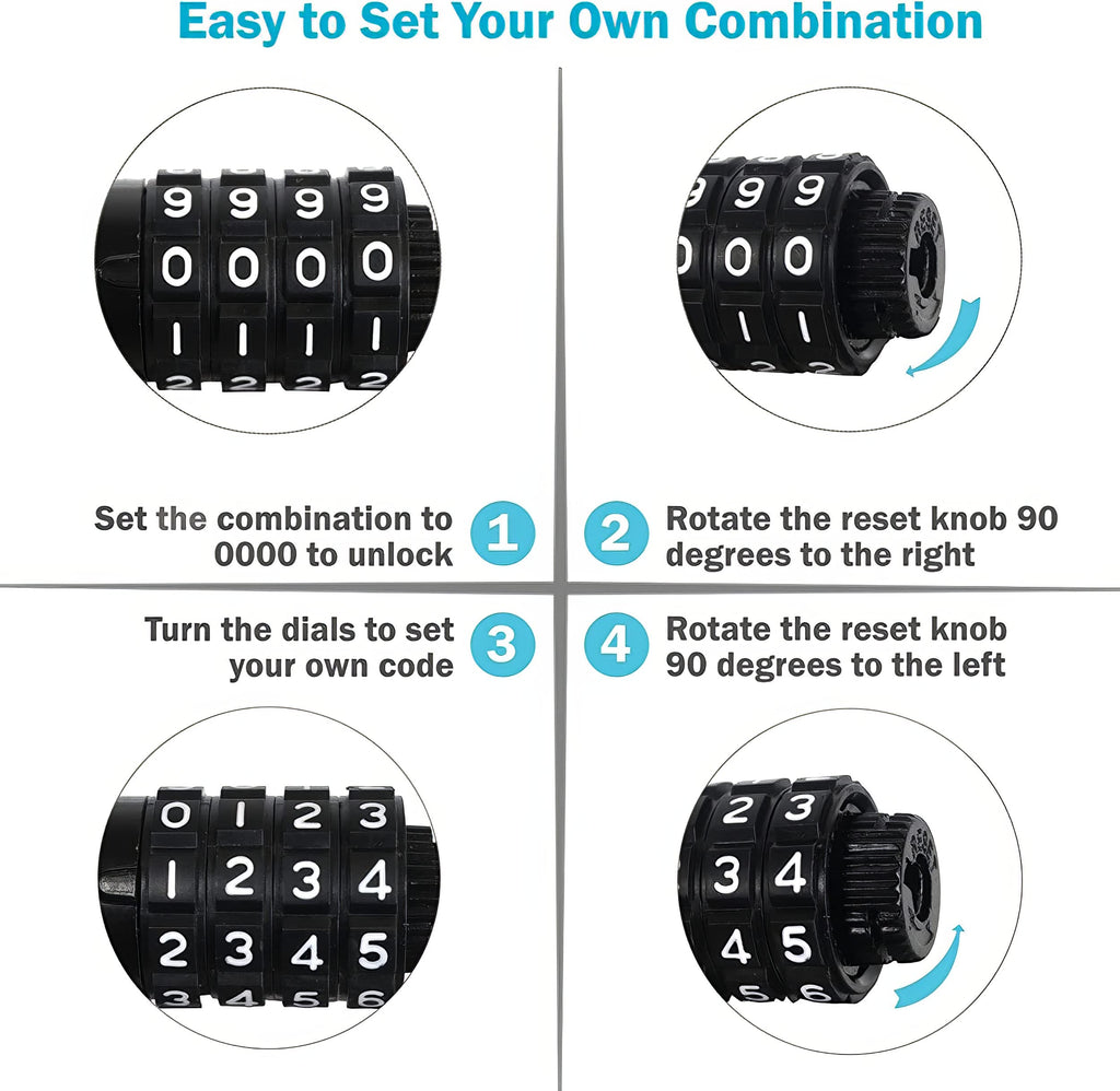 Lumintrail Combination Bike And Scooter Lock Cable - 4Ft Bike Locks Heavy Duty Anti Theft With Combinations - Bike Cable Lock Co