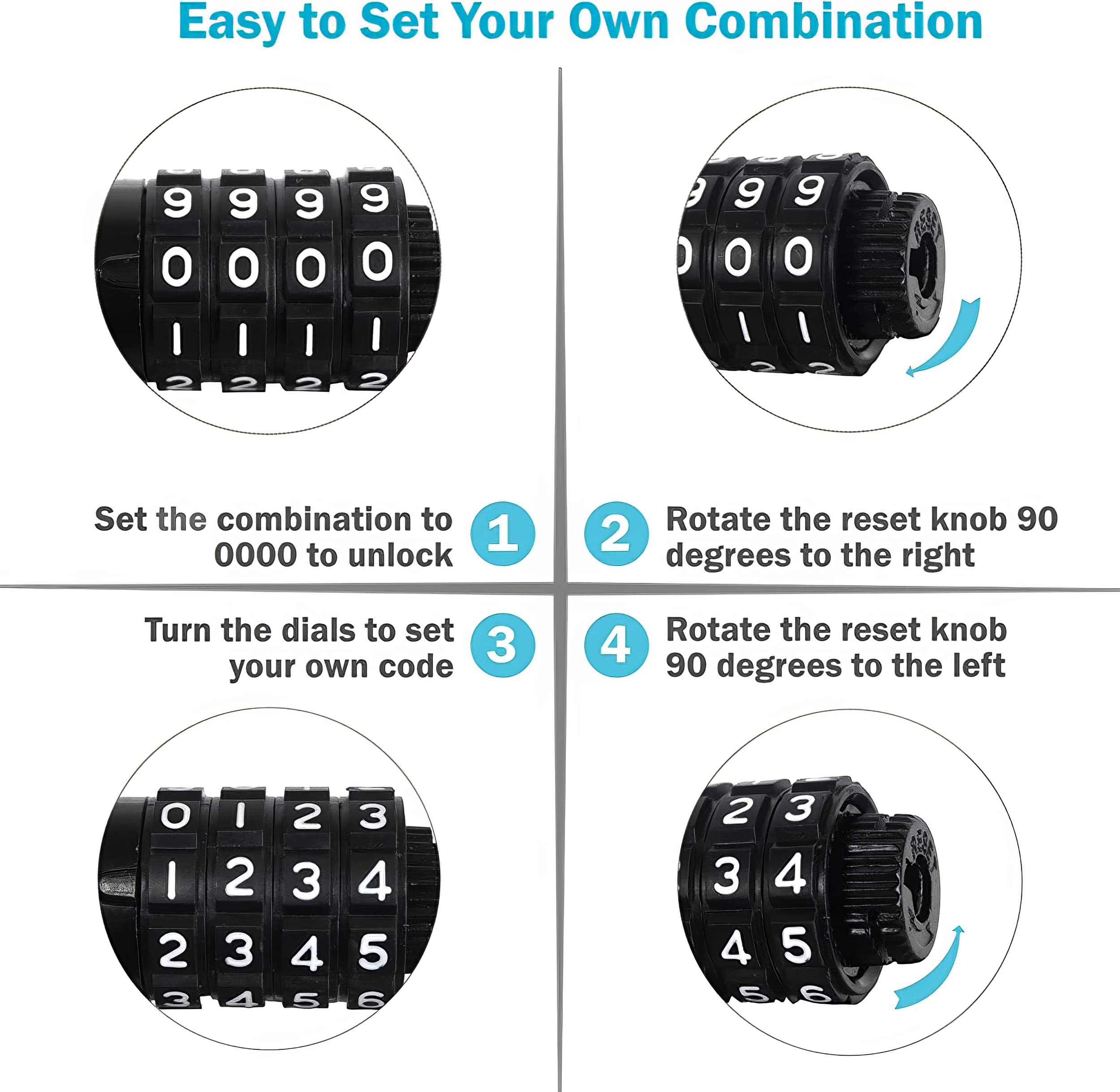 Lumintrail Combination Bike And Scooter Lock Cable - 4Ft Bike Locks Heavy Duty Anti Theft With Combinations - Bike Cable Lock Co