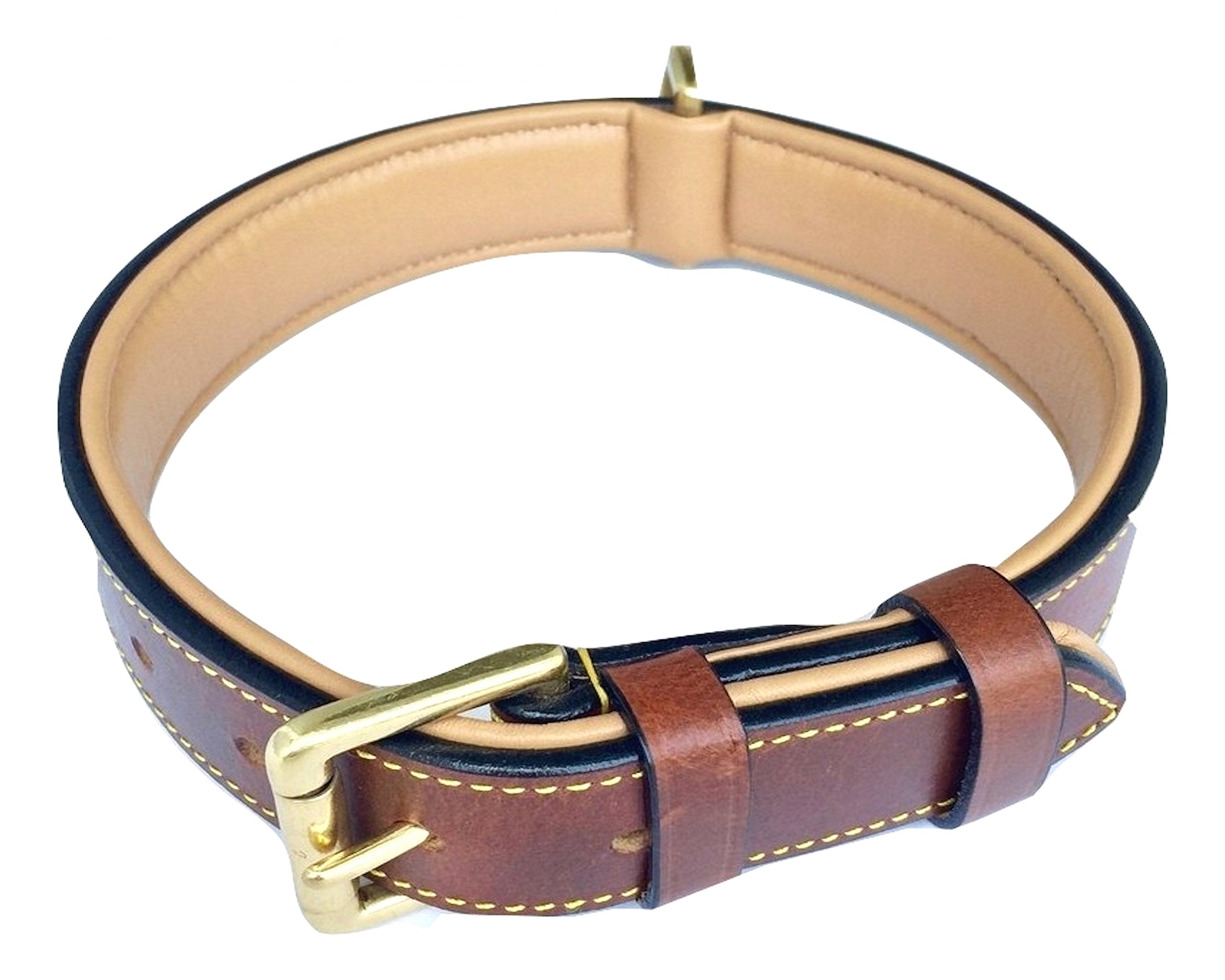 Soft Touch Collars Padded Leather Dog Collar, Brown Medium, Genuine Real Leather, Great for Male or Female Dogs, 20 Inches Long 
