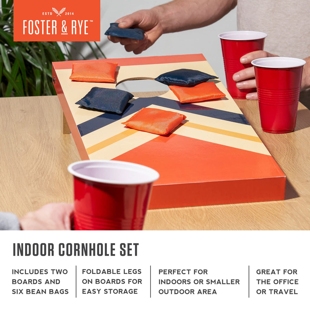 Foster & Rye Indoor Mini Cornhole Set Tabletop Bean Bag Toss Game - Portable Cornhole Set For Home, Office Or Travel - 20 Inch B