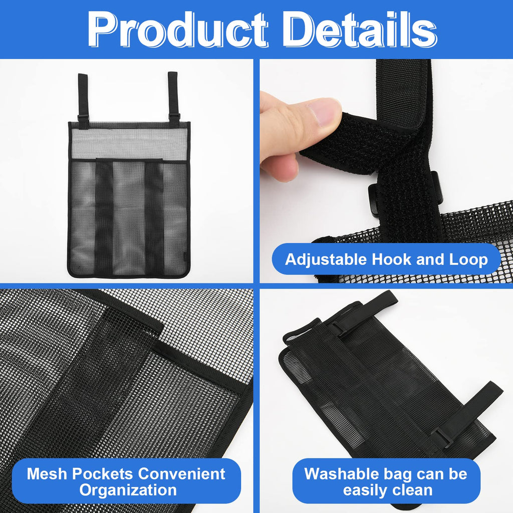 2 Pieces Trampoline Shoes Bag, Black Trampoline Storage Mesh Bag With 2 Hook And Loop Strap, Trampoline Shoe Holder, Indoor Fitn