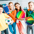 Deekin 4 Pcs Sport Balls Set For Kids Teens, Include Official Size 5 Basketball 4 Soccer 6 Football Playground Ball And Pump Spo