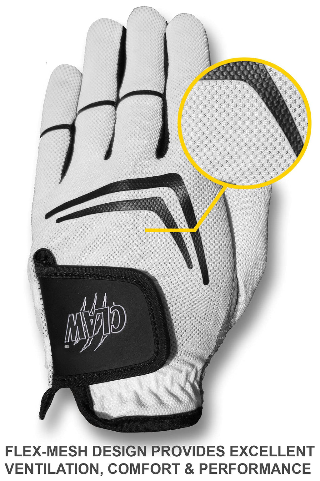 Caddydaddy Claw Golf Glove For Men - Breathable, Long Lasting Golf Glove (White, Sm, Left)