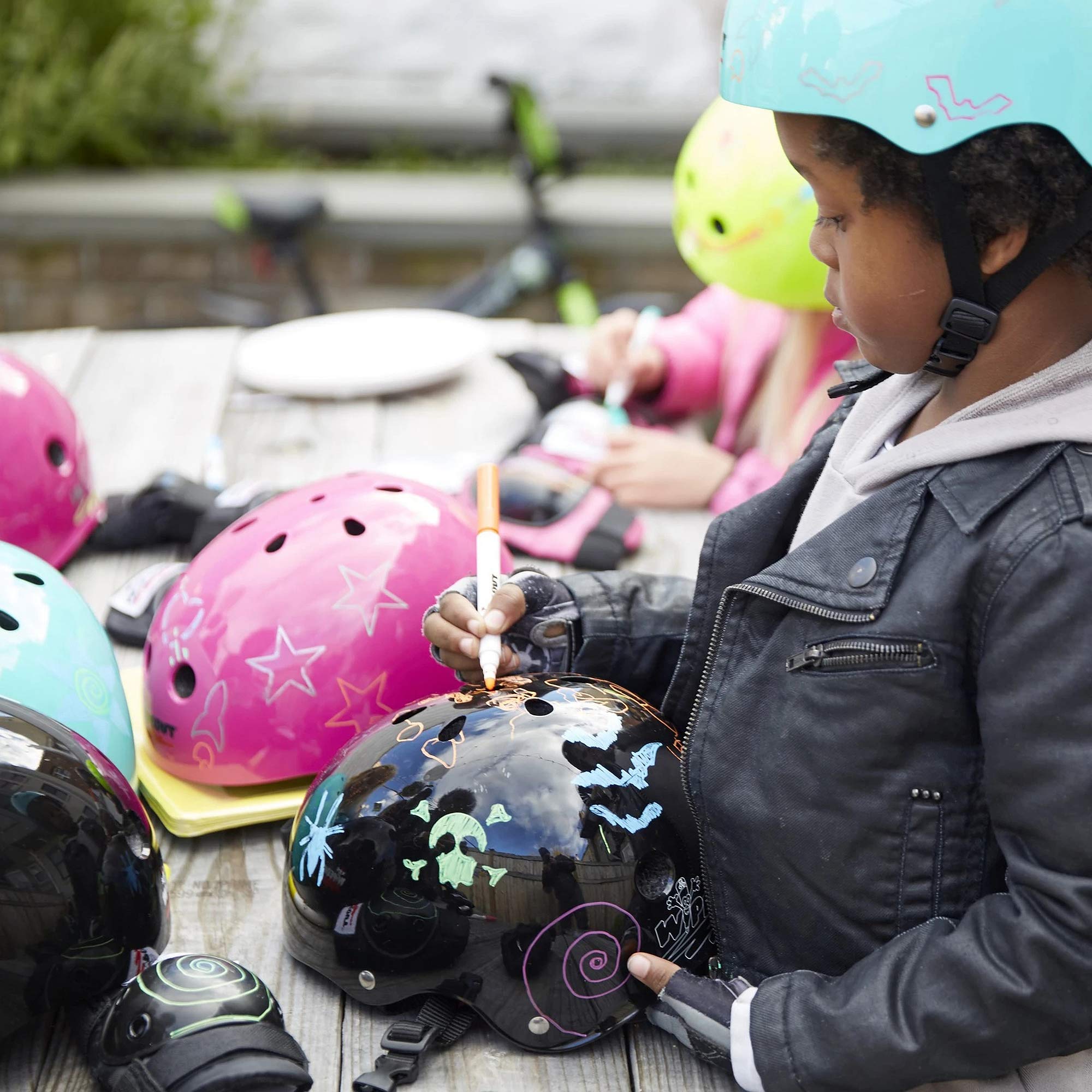 Wipeout Dry Erase Kids Helmet For Bike, Skate, And Scooter, Black, Ages 8+
