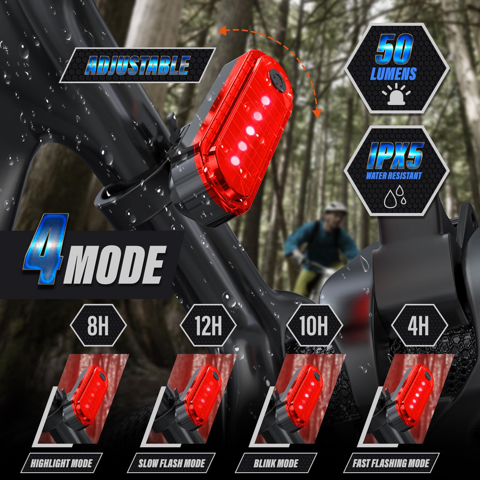 Kunhak Rechargeable Bike Lights, Ultra Bright Bicycle Lights For Night Riding, Road Mountain Bike Accessories For Kids Adults -