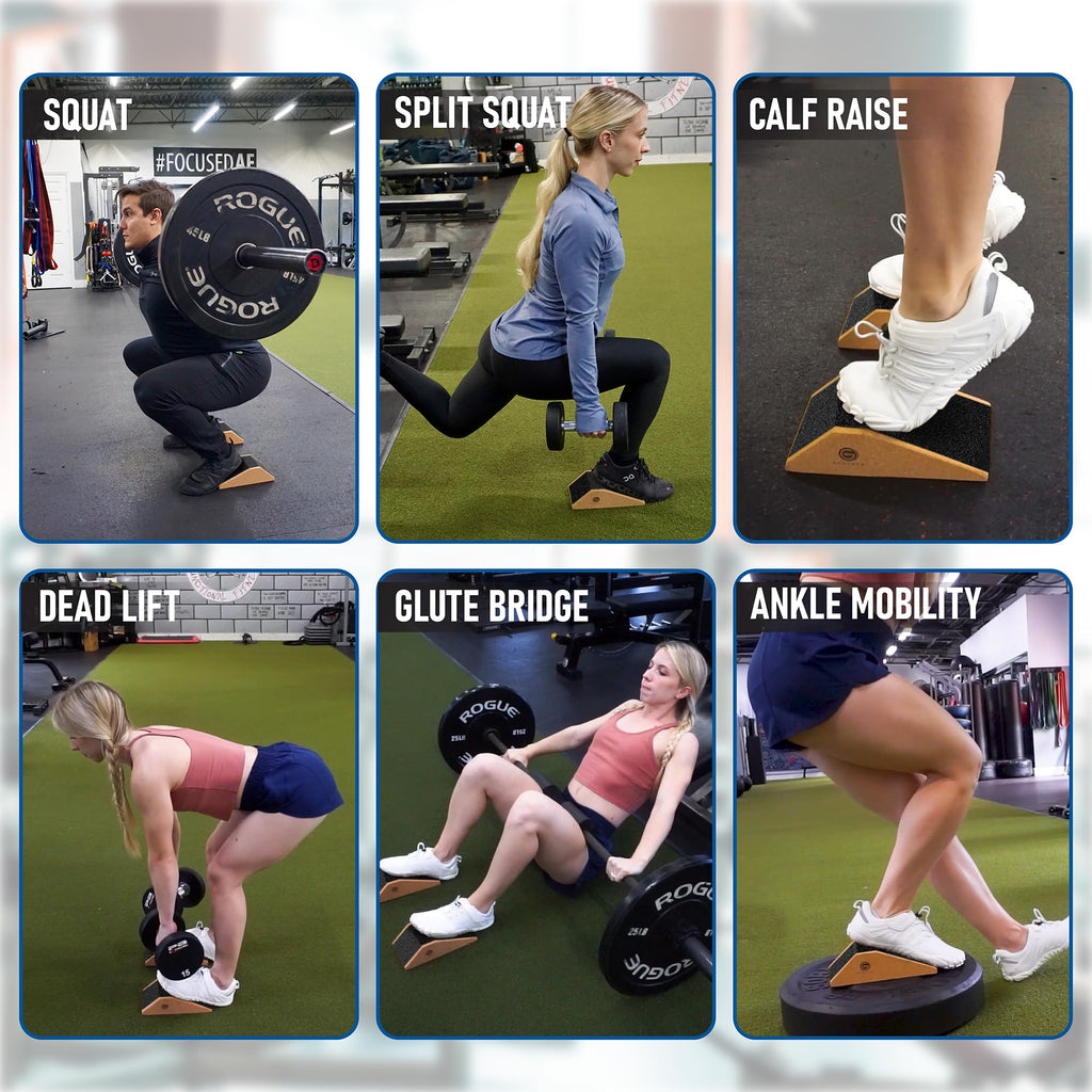 Gymkara Squat Wedge Block Cork 2 Pack - Non Slip Heel Elevated Wedge And Calf Raise Block - Slant Board For Squats To Avoid Musc