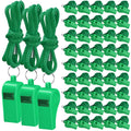 Flutesan 48 Pcs Whistles Bulk with Lanyard Sports Loud Crisp Sound Whistles for Coach Referees Training Emergency(Green,Plastic)