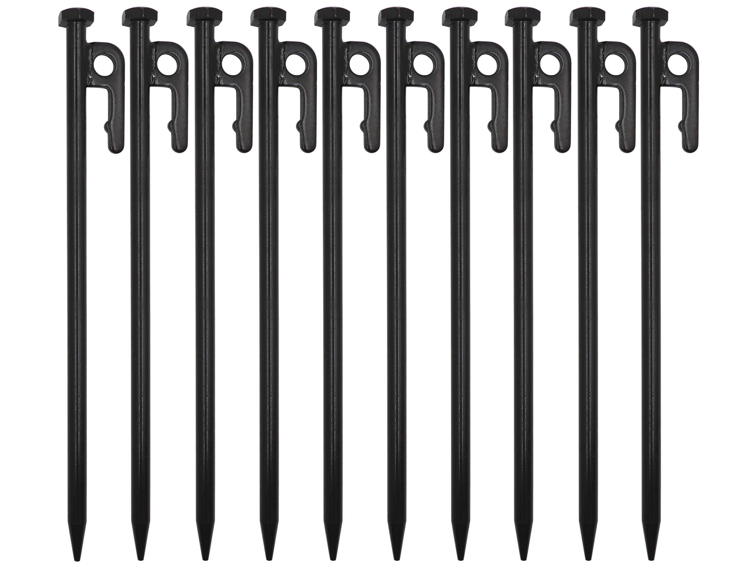 Lby 10Pcs Tent Stakes, 25Cm(9.84) Heavy-Duty Steel Solid Tent Stakes Pegs, Steel System Outdoor Tent Nail Camping Stakes, 45#Ste