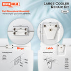 Neverbreak Parts - Igloo Cooler Replacement Parts - Large White Kit (3 Hinges, 2 Latches With Posts And Screws)  High Strength I